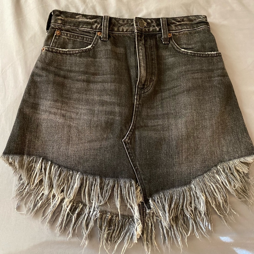 Free People Black Jean Skirt